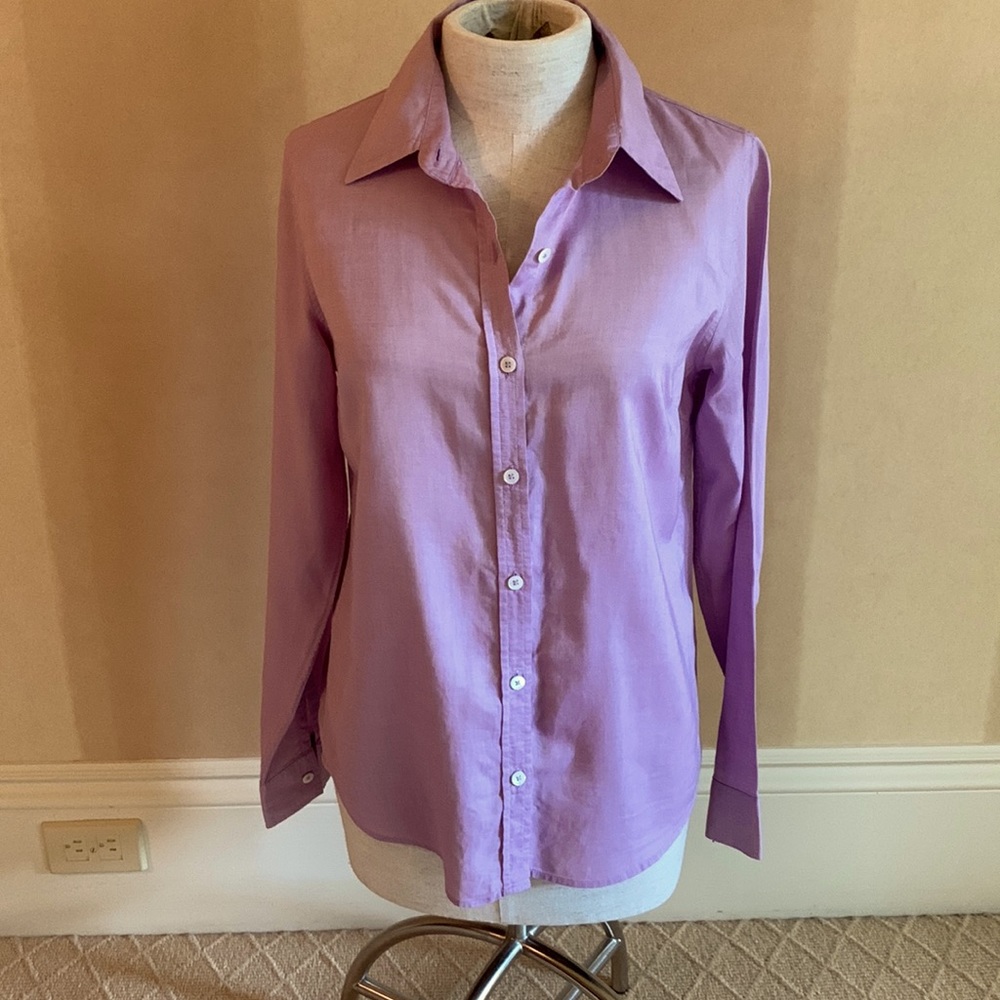 Banana Republic Womens Cotton Lilac Purple Button Up Blouse size small